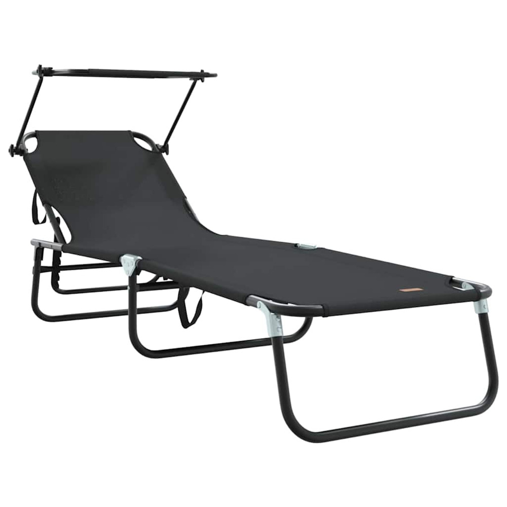 Chaise longue pliante noir 190 x 57 x 81 cm oxford bain de soleil