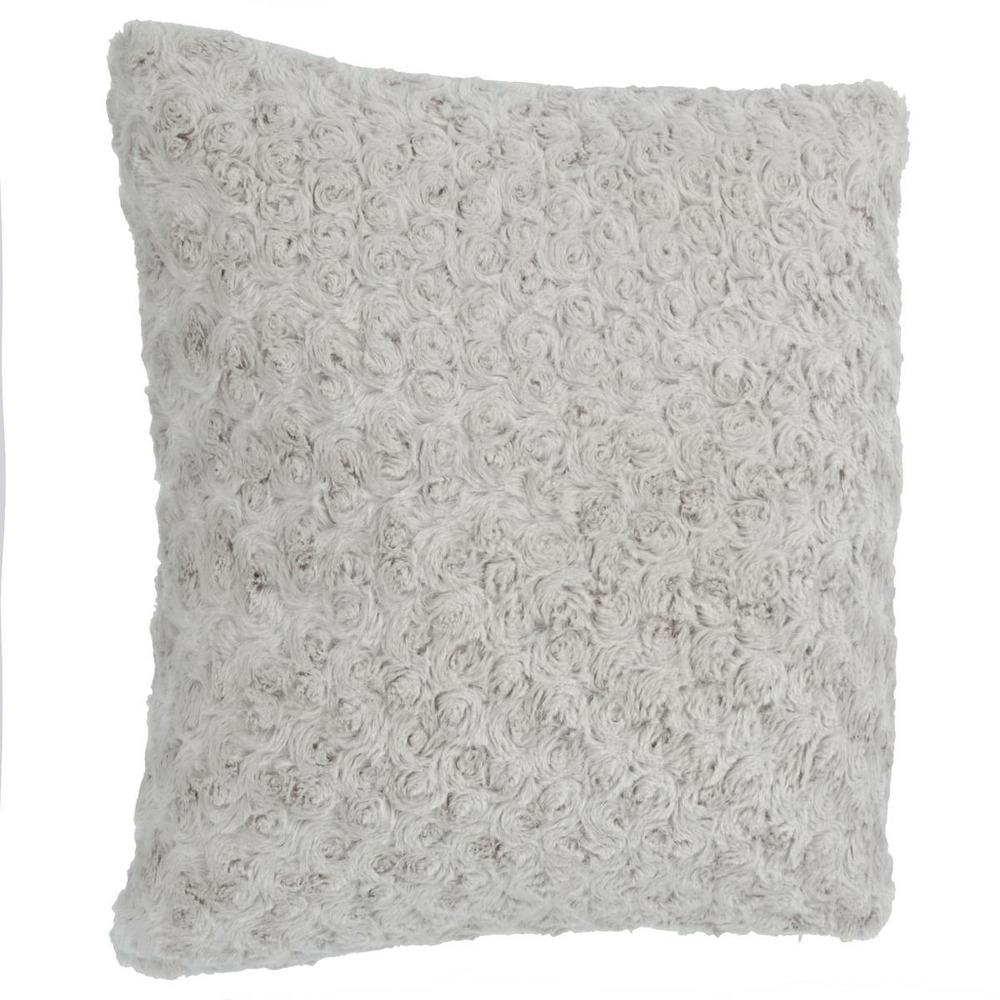 Coussin fourrure bouclé gris - 45x45 cm