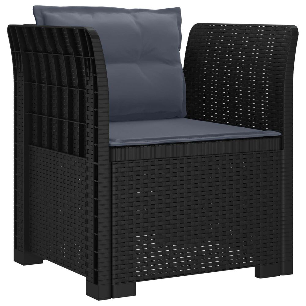 Fauteuil 1 place avec coussins look rotin pp anthracite