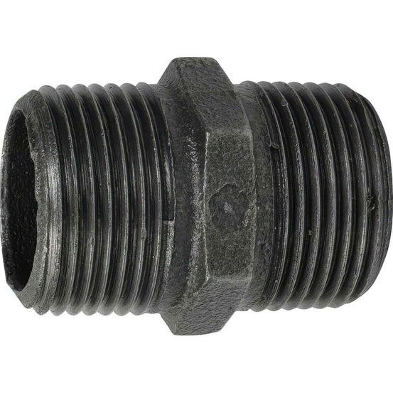 Mamelon mâle-mâle en fonte malléable à cœur noir - 3/8''