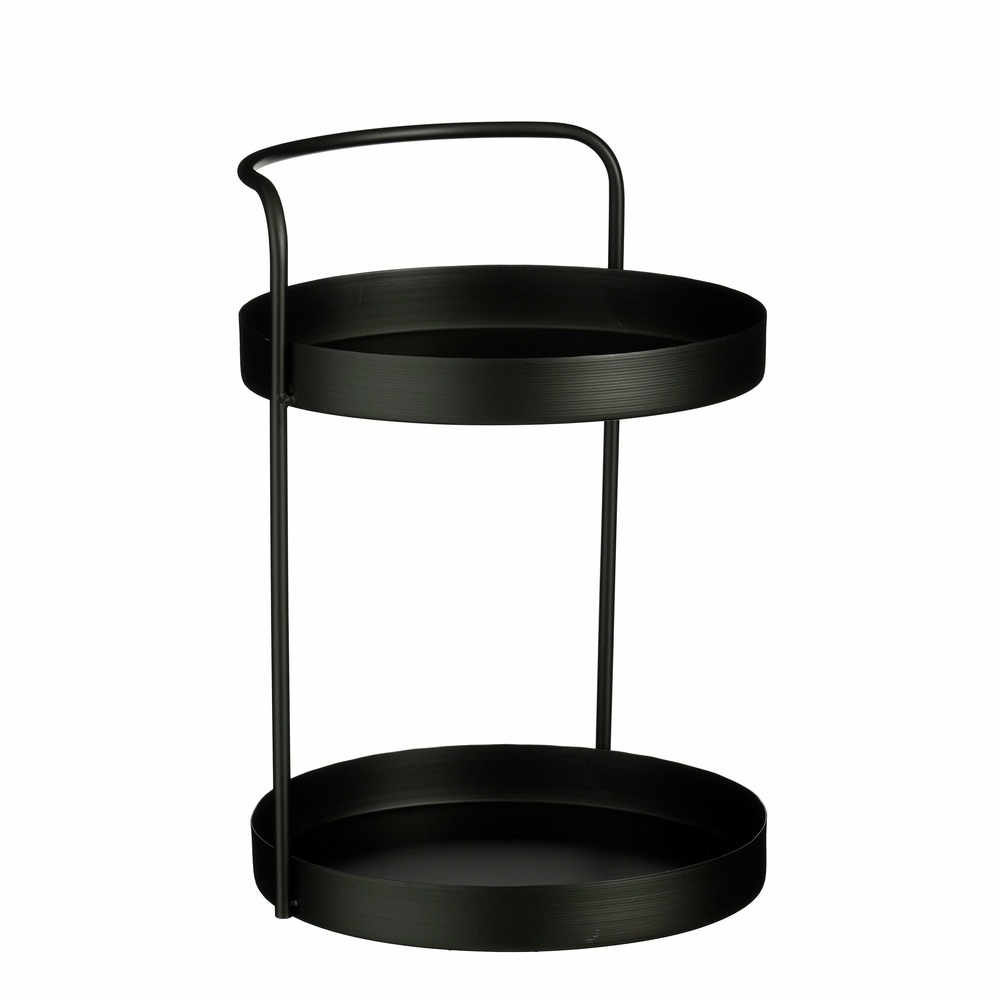 Mica decorations stanli étagère 2 niveaux - h35 x ø25 cm - métal - noir