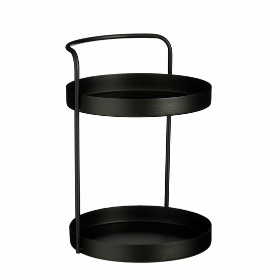 Mica decorations stanli étagère 2 niveaux - h35 x ø25 cm - métal - noir