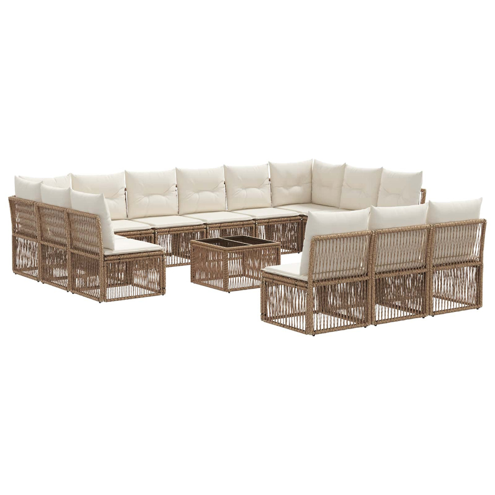 Ensemble de canapé de jardin 14 pcs beige polyrotin