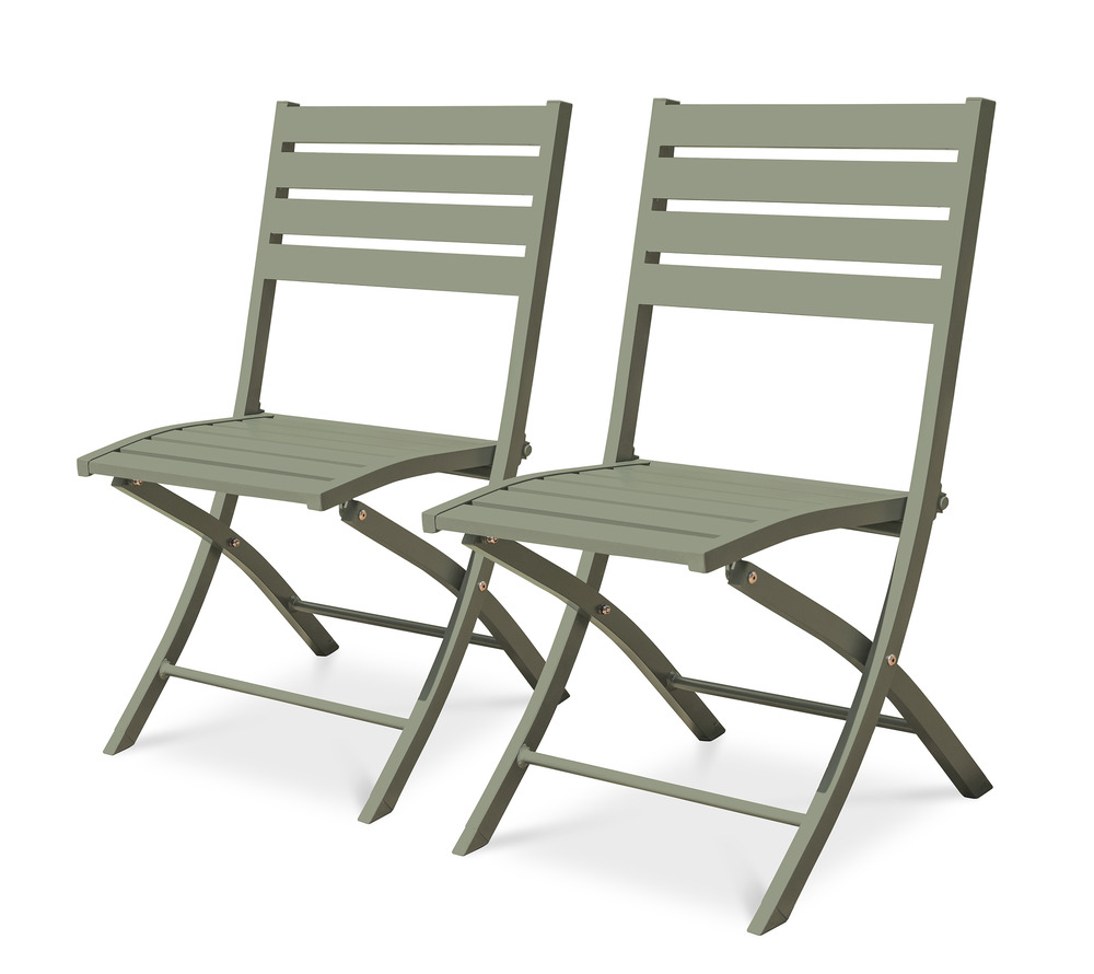 Lot de 2 chaises de jardin marius en aluminium vert kaki