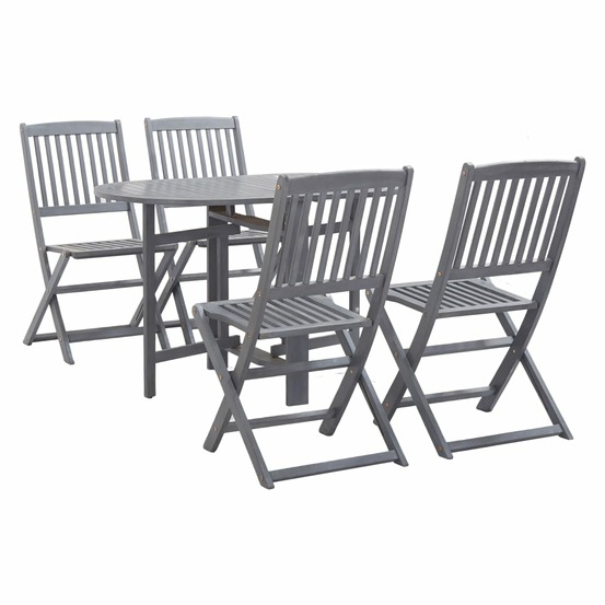 Mobilier à dîner de jardin 5 pièces bois d'acacia massif gris
