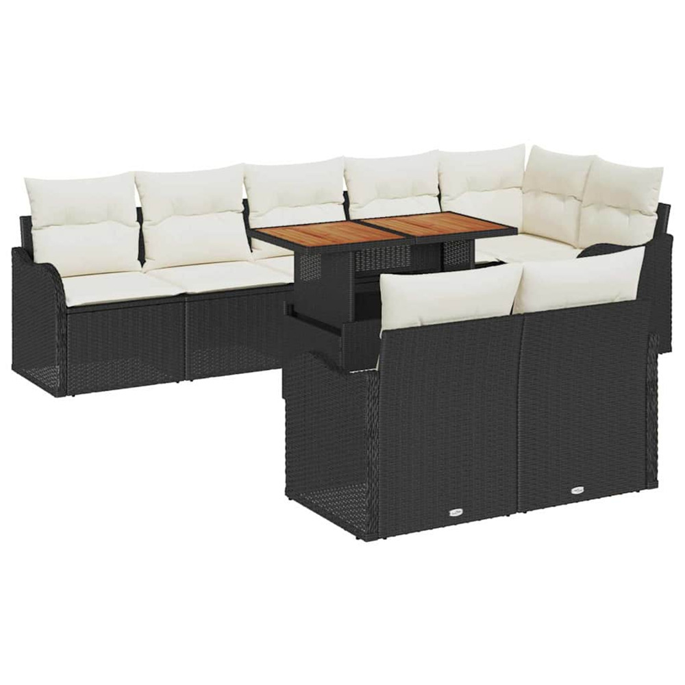 Ensemble de canapé de jardin avec coussin 9 pcs noir et crème