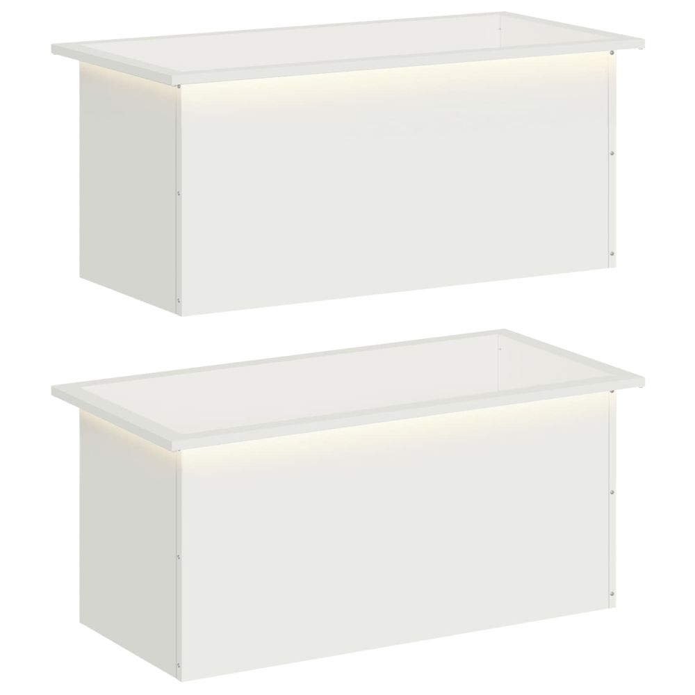 Jardinière d'extérieur de jardin avec led 2 pc blanc 40 x 80 x 40 cm acier