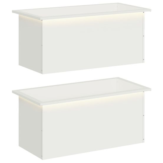Jardinière d'extérieur de jardin avec led 2 pc blanc 40 x 80 x 40 cm acier