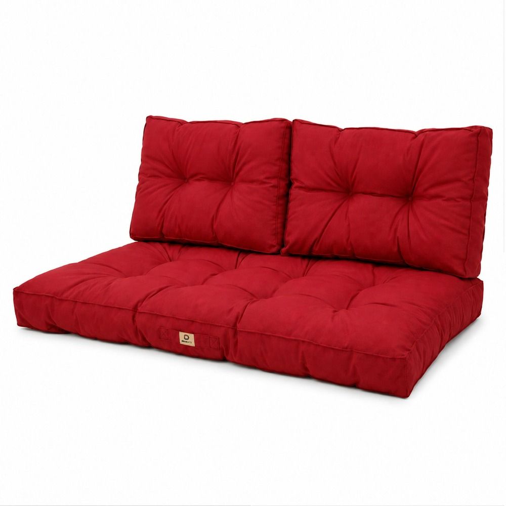 Coussins pour salon de jardin capitonné 100x50cm rouge