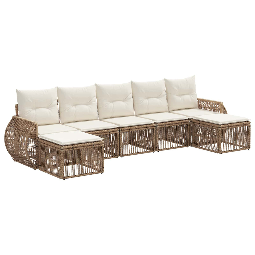 Ensemble de canapé de jardin 7 pcs beige et blanc crème
