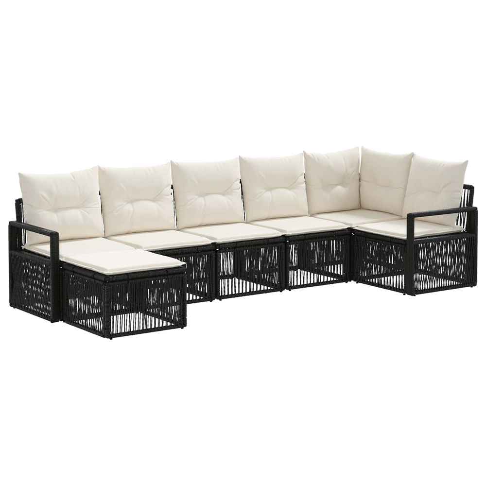 Ensemble de canapé de jardin 7 pc noir polyrotin
