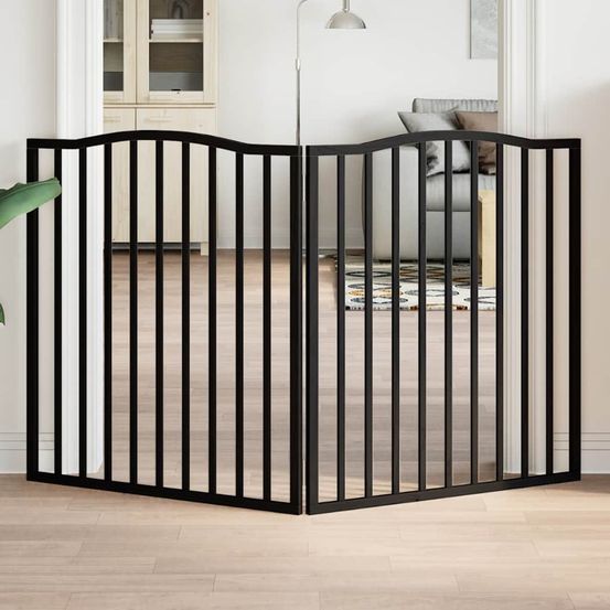 Barrière chien haute 90cm bois 2 panneaux pliables intérieur noir 160cm