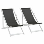 Chaises de plage pliables 2 pcs aluminium et textilène noir