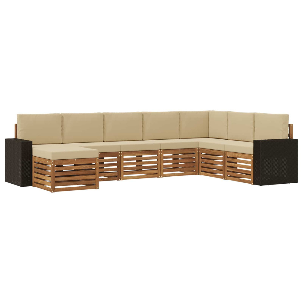 Ensemble de canapés d'extérieur 8 pcs naturel et beige