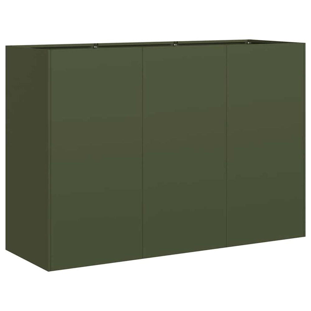 Jardinière d'extérieur vert olive 120x40x80 cm acier laminé à froid