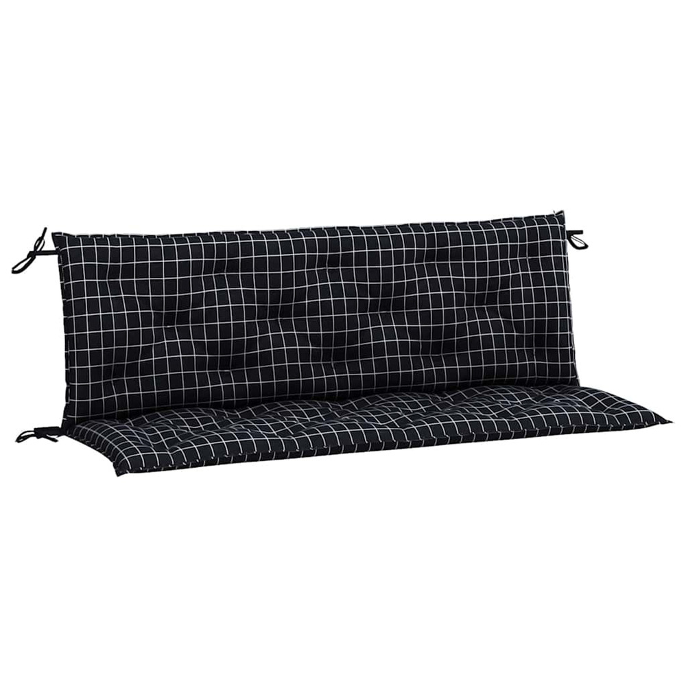 Coussins de banc de jardin lot de 2 carreaux noir 150x50x7 cm