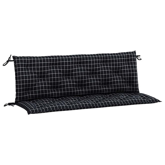 Coussins de banc de jardin lot de 2 carreaux noir 150x50x7 cm