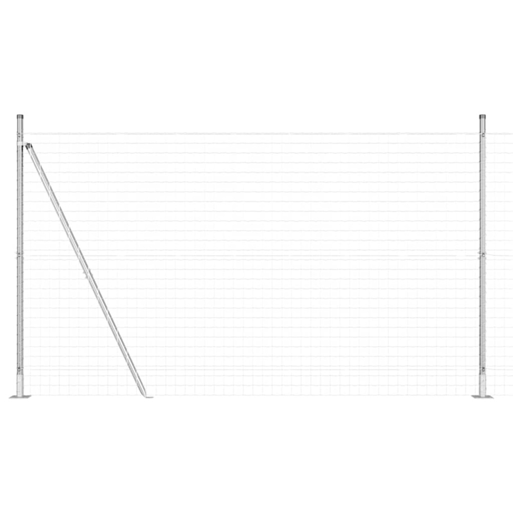 Clôture avec poteaux argent 1.6 x 10 m acier