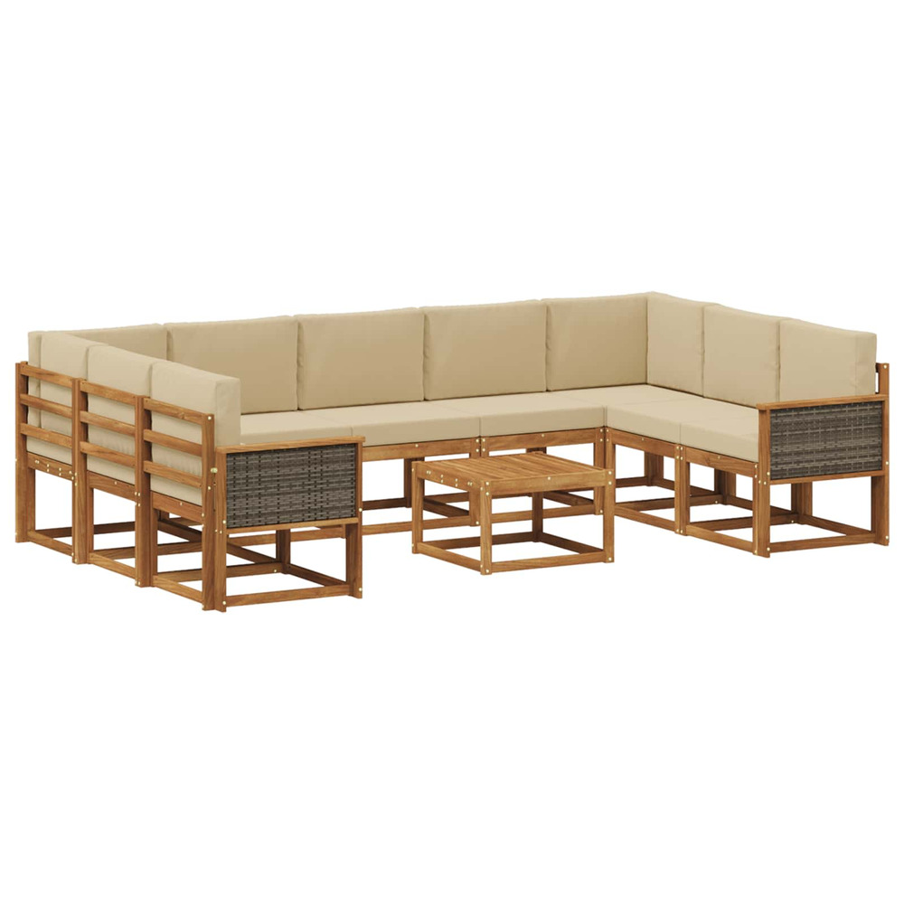 Ensemble de canapés d'extérieur 10 pcs naturel et beige
