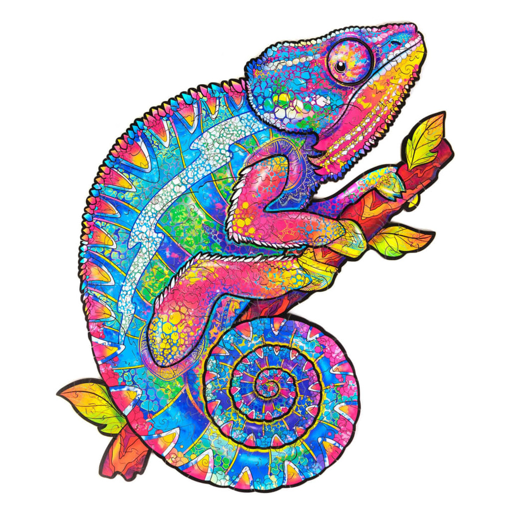 Puzzle en bois 202 pcs iridescent chameleon moyen 26x33 cm