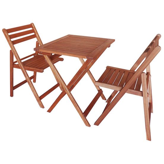 Salon de jardin - une table et 2 chaises en acacia
