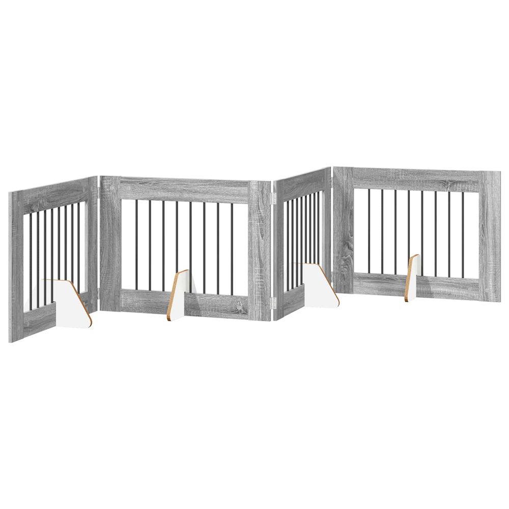 Porte de chien pliable avec supports 4 pc sonoma gris 321 cm