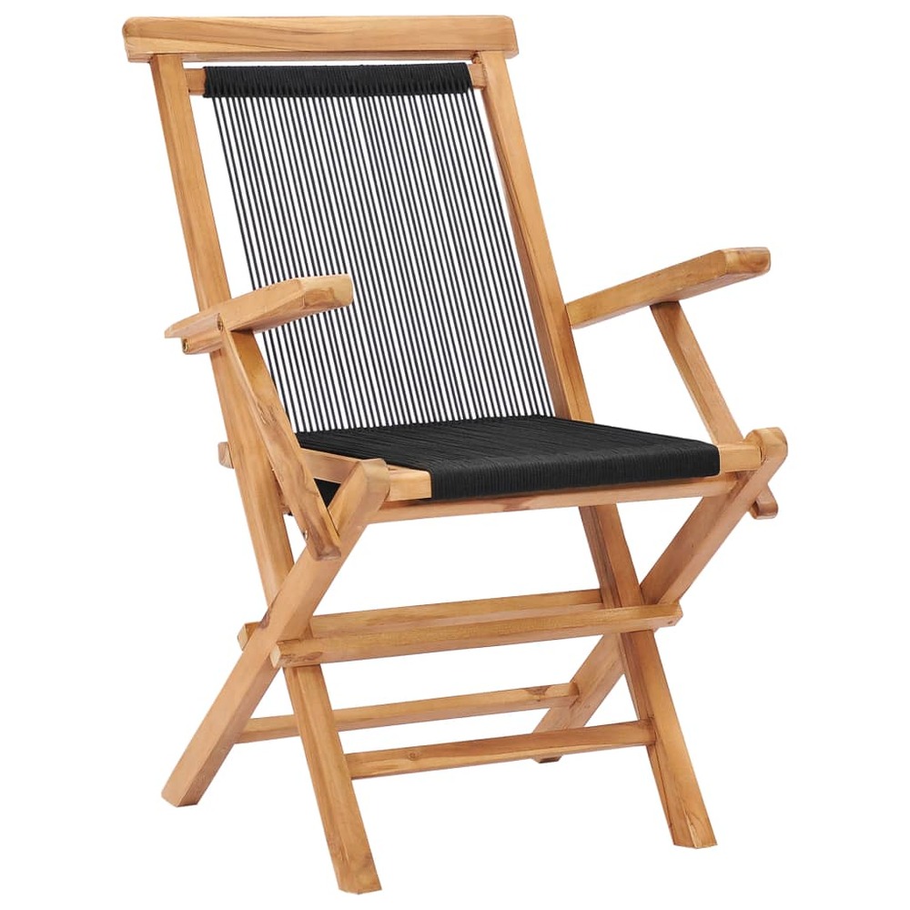 Chaises pliables de jardin lot de 2 bois teck solide et corde