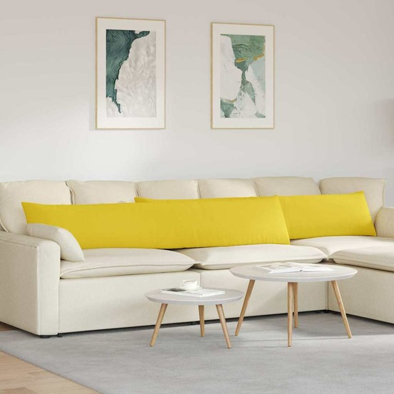 Coussins de canapé 2 pcs jaune clair 200 x 40 cm tissu