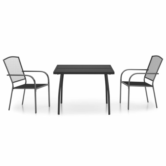 Ensemble à manger de jardin 3 pcs anthracite acier
