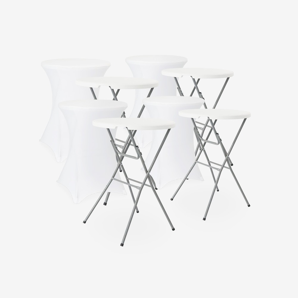 Lot de 4 tables hautes de réception pliantes acier avec housse de protection housse en polyester gala