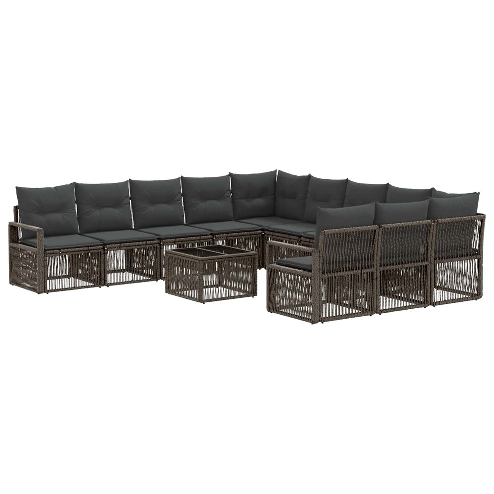 Ensemble de canapé de jardin 12 pc gris polyrotin