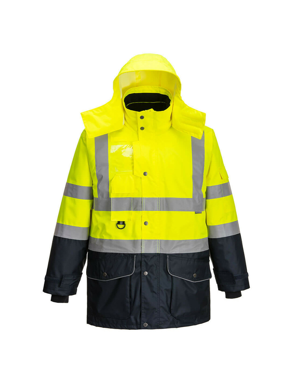 Parka haute-visibilité 7-en-1 traffic contrast couleur : jaune/marine taille xs - portwest