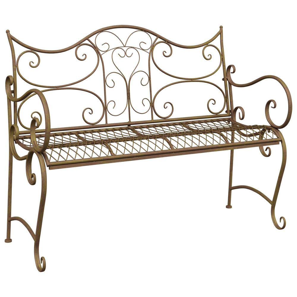 Banc de jardin 2 -places 114 x 54 x 90 cm acier marron ancien