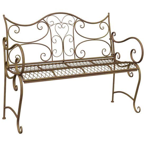 Banc de jardin 2 -places 114 x 54 x 90 cm acier marron ancien