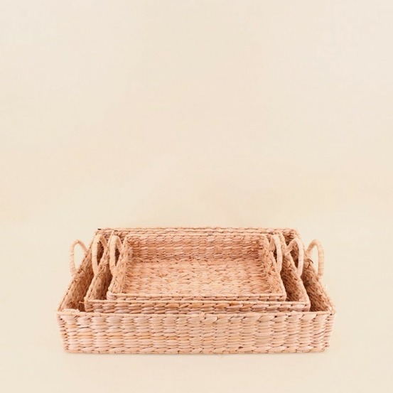 Set de 3 plateaux avec poignées en fibres naturelles