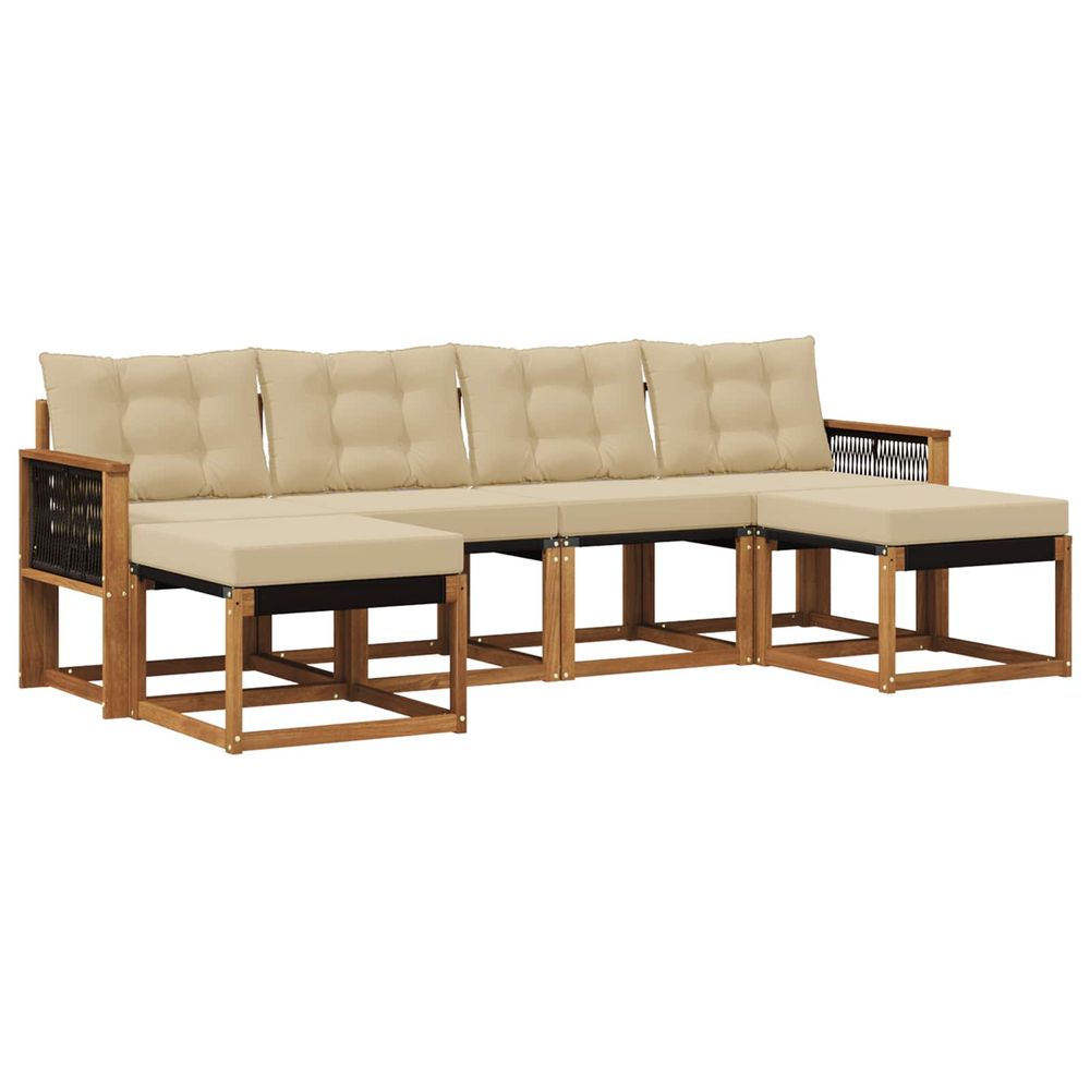 Ensemble de canapés d'extérieur 6 pc naturel et beige
