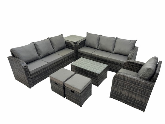 9 places ensemble de canapés en rotin avec canapé 3 places chaise inclinable canapé 3 places table d'appoint 2 petits tabourets