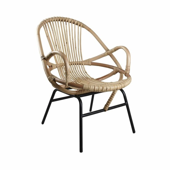 Fauteuil coquille en rotin et métal ema