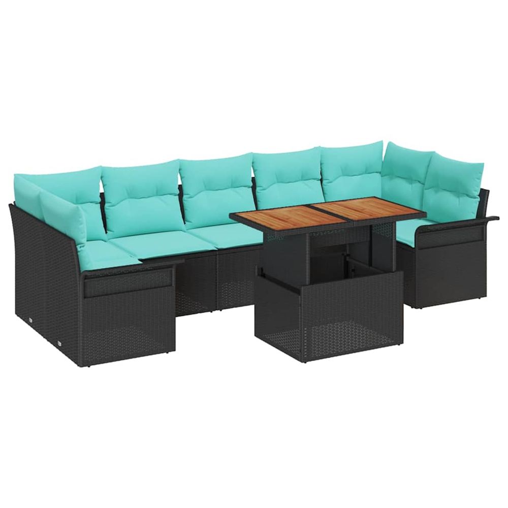 Ensemble de canapé de jardin 8 pc noir poly rotin