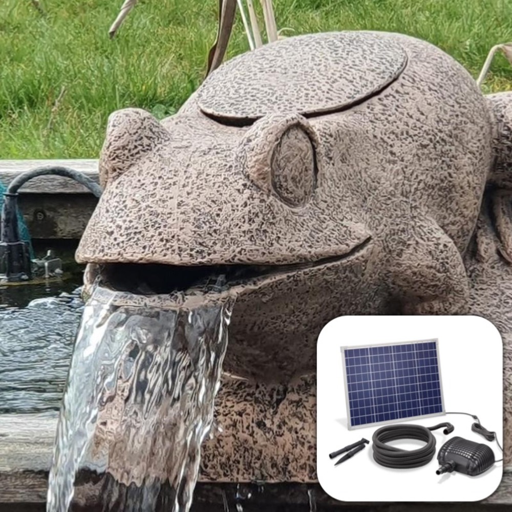 Kit fontaine solaire grenouille filtrante gros débit 2500 l/h maxi