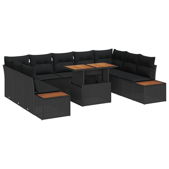 Ensemble de salle à manger pour jardin 10 pcs noir et marron