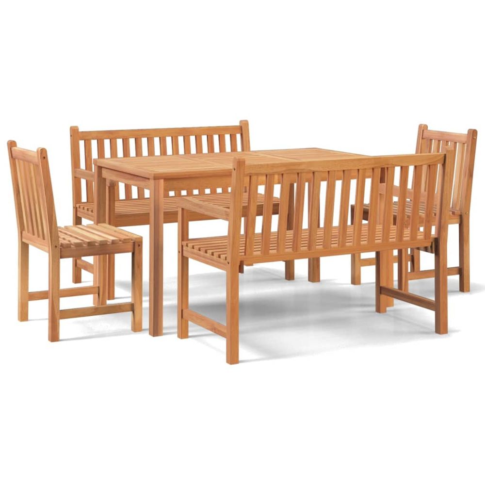Ensemble à manger de jardin 5pcs bois de teck massif