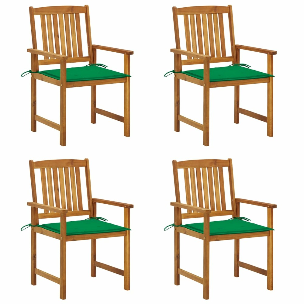 Chaises de jardin avec coussins lot de 4 bois d'acacia massif