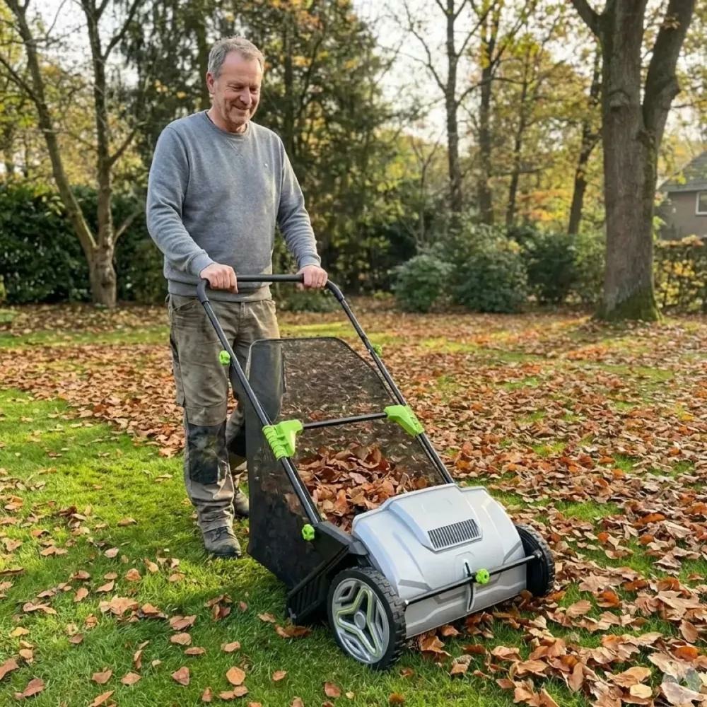 Ramasse-feuilles 3 brosses 53cm bac 100l réglage 0-40mm 112x66cm