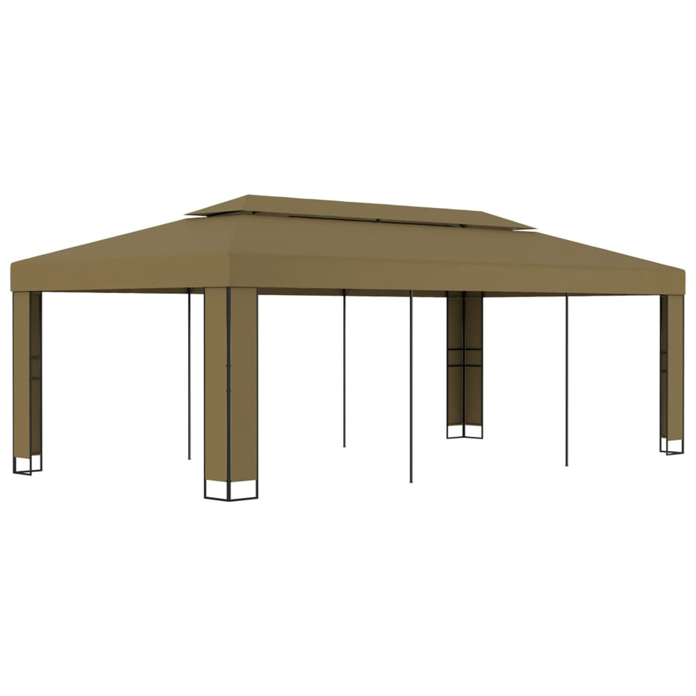 Tonnelle avec double toit 3x6 m taupe 180 g/m²