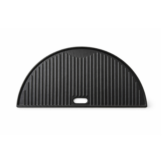 Demi-plaque de cuisson en fonte réversible patton pour barbecue kamado - 46,5 x 22,5 cm