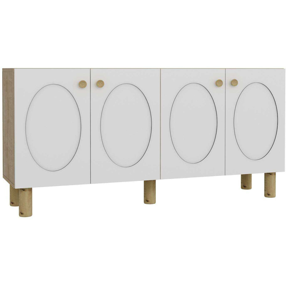 Buffet 4 portes en aggloméré elisa bohem blanc