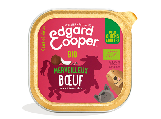 Edgard cooper - pâtée bio sans céréales boeuf pour chien 100g
