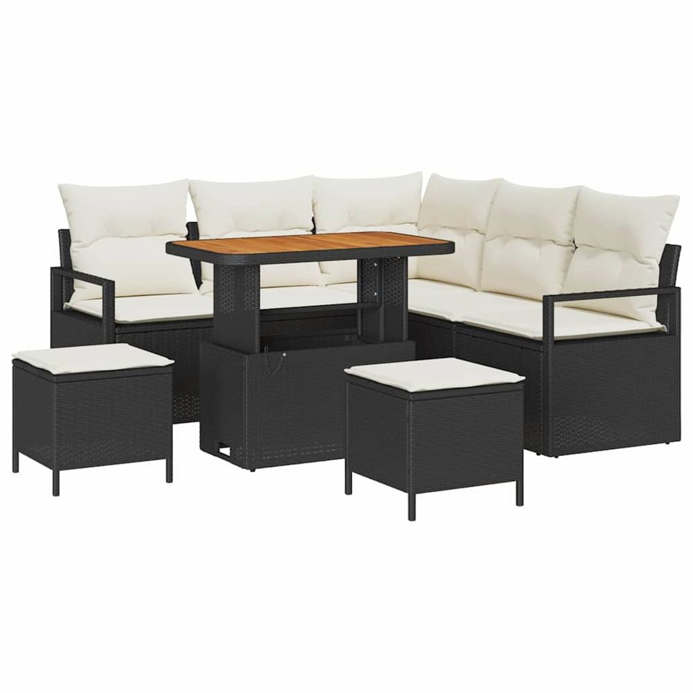 Ensemble de canapé de jardin 8 pc noir polyrotin