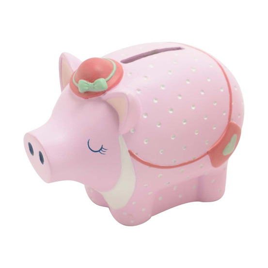 Tirelire cochon en résine jade cochon avec chapeau